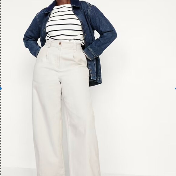 Old Navy Extra High-Waisted Barrel Wide-Leg Pants in Off-white, 12 - Picture 7 of 7